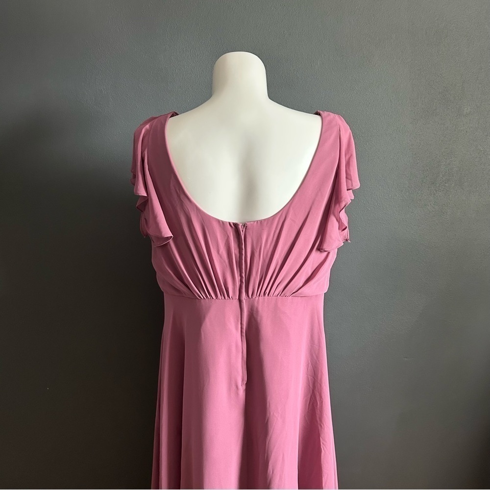 David's Bridal Mauve Flutter Sleeve Bridesmaid Dress - Picture 11 of 12
